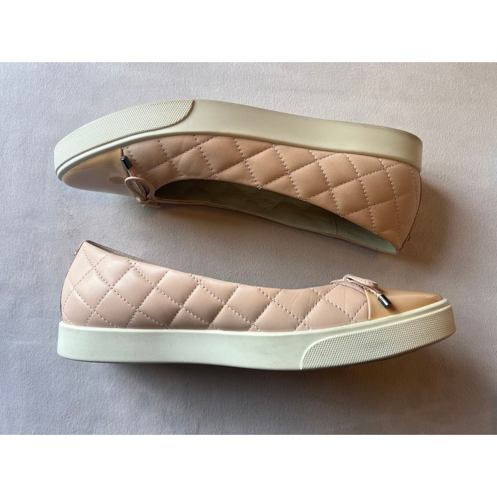 ECCO Soft 7 Quilted Leather Ballet Flats Rose Dust Pink Cap Toe Sneakers 41 10